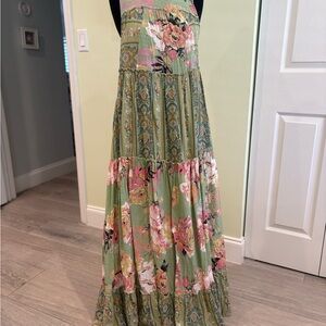 DAVI & DANI lovely Green Tiered Maxi Skirt Cocktail